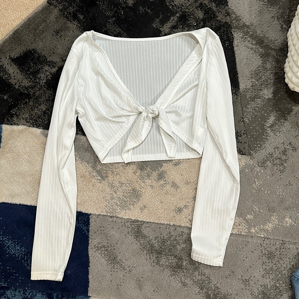 White long sleeve crop top